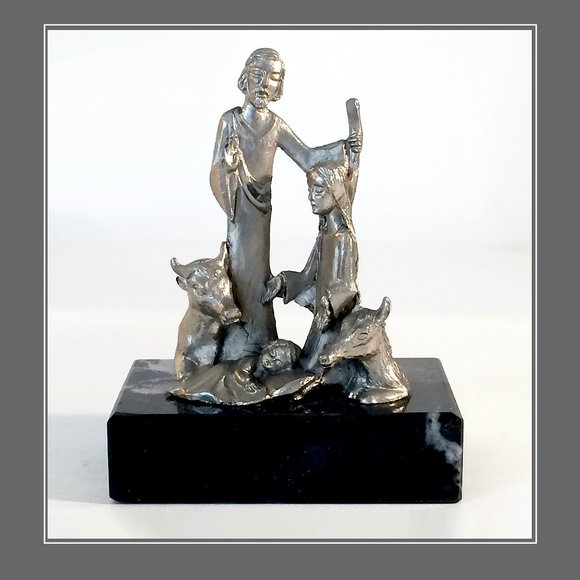 VINTAGE ITALIAN "PELTRO" FIGURINE "NATIVITY SCENE". circa 1968